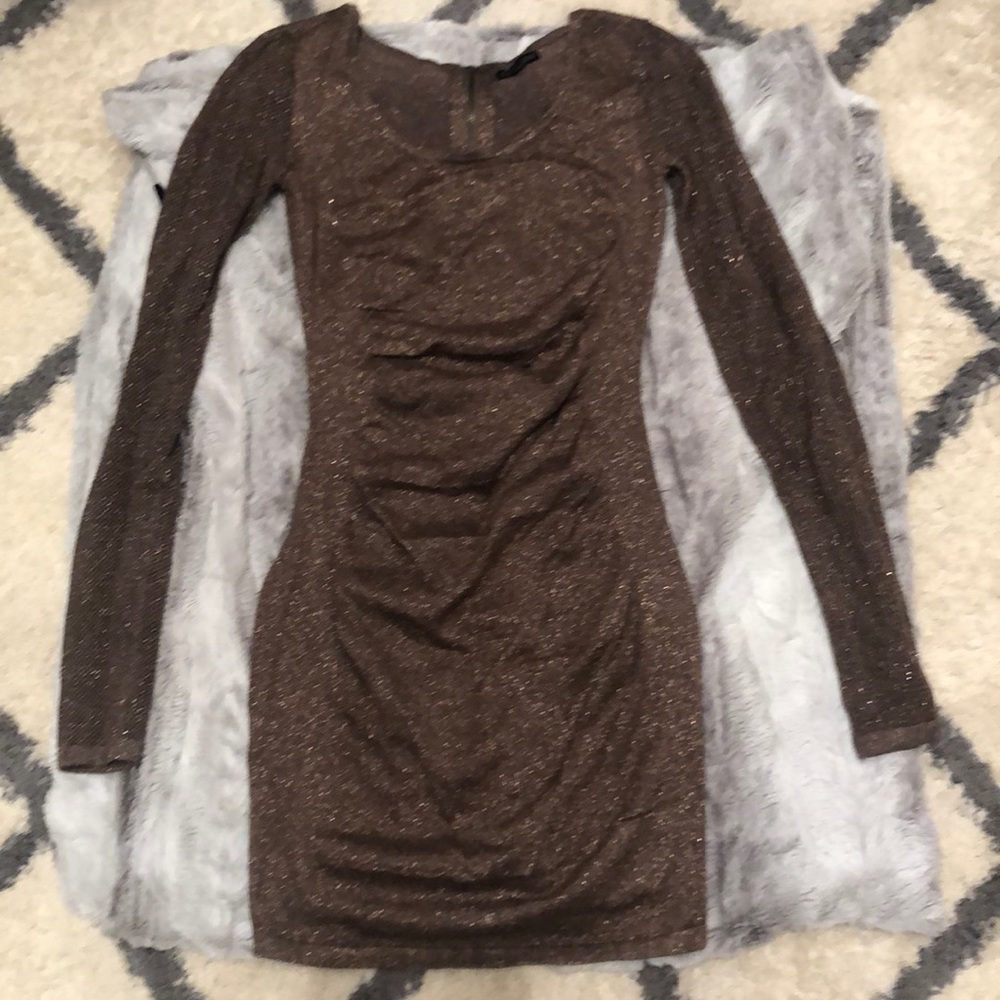 XS Express brown shimmer sweater dress